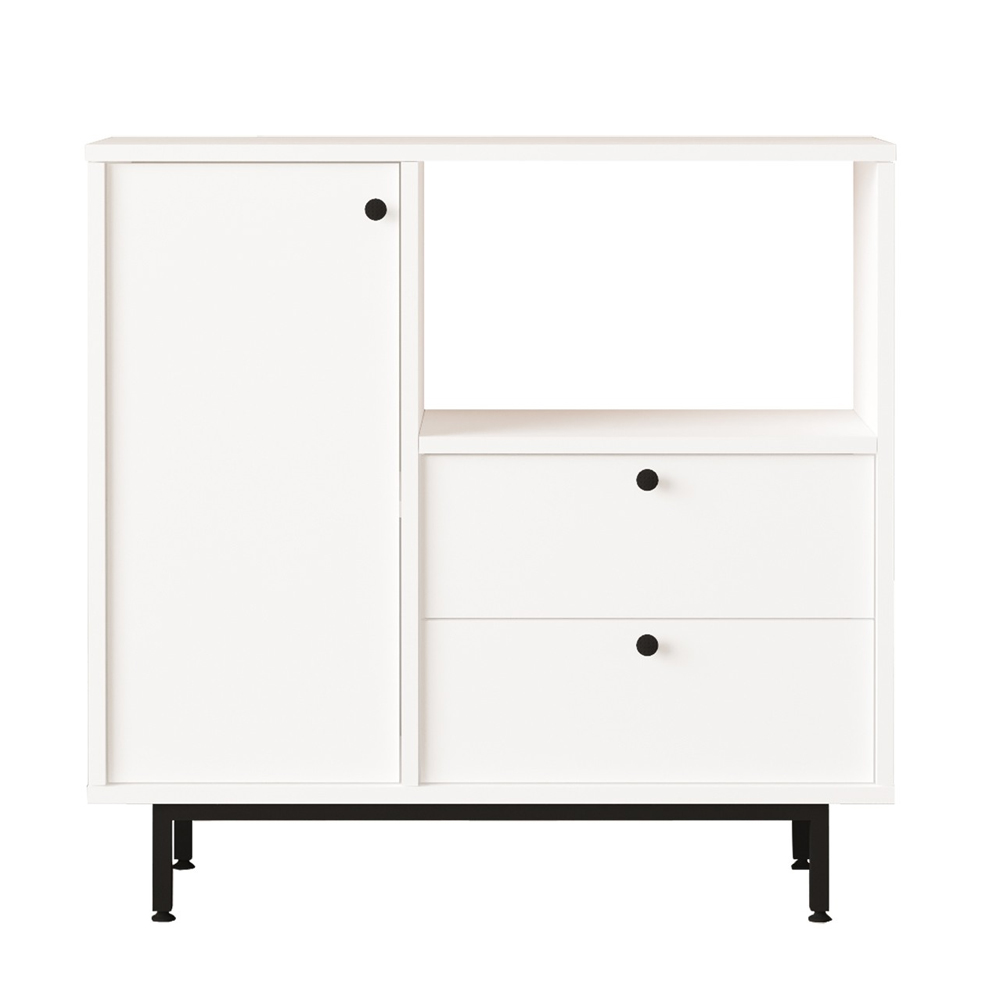 Velano Wooden Coffee Station Cabinet with 1 Door 2 Drawers in White