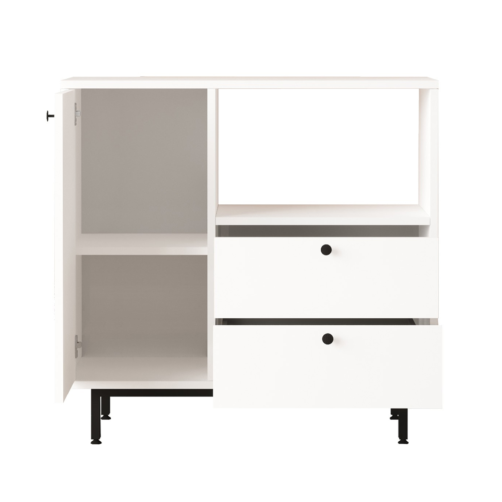 Velano Wooden Coffee Station Cabinet with 1 Door 2 Drawers in White
