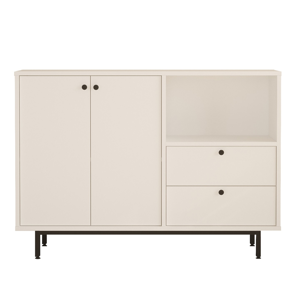 Velano Wooden Coffee Station Cabinet with 2 Doors 2 Drawers in White