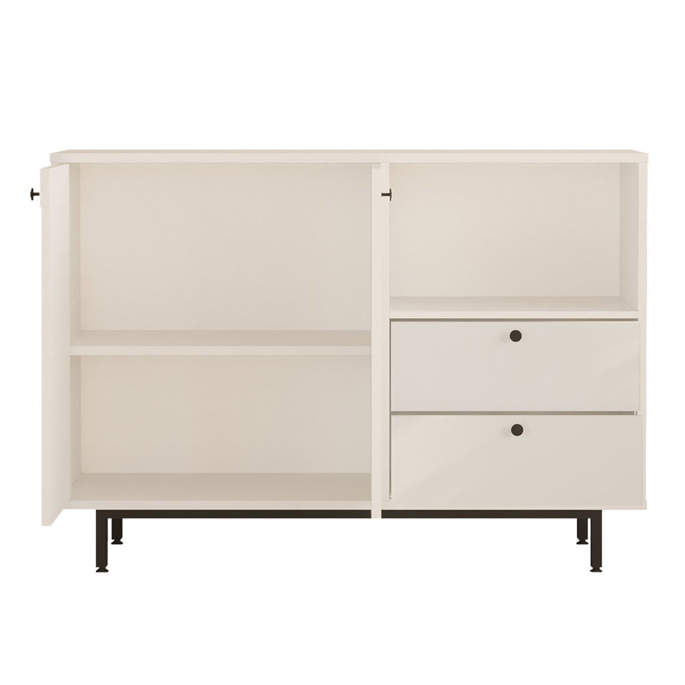 Velano Wooden Coffee Station Cabinet with 2 Doors 2 Drawers in White