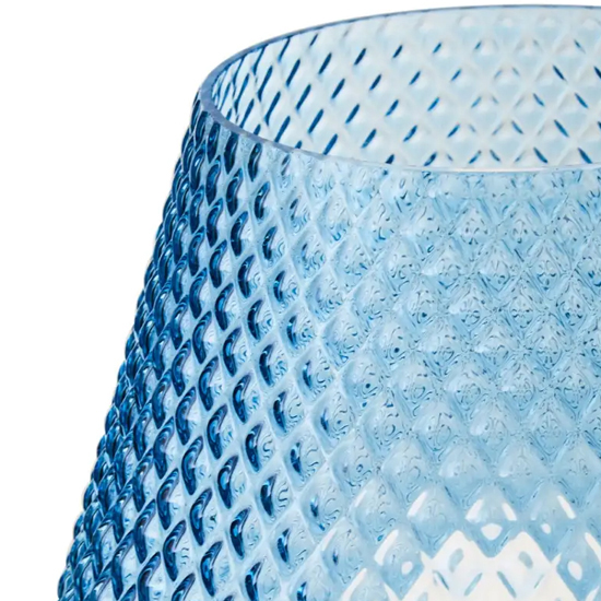 Nelson Blue Glass Shade Table Lamp With Gold Metal Base