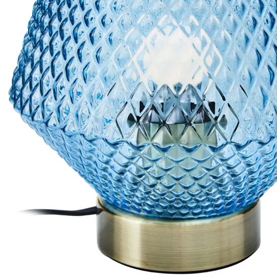 Nelson Blue Glass Shade Table Lamp With Gold Metal Base