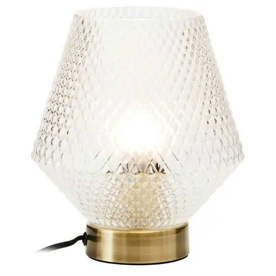 Nelson Clear Glass Shade Table Lamp With Gold Metal Base