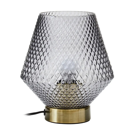 Nelson Grey Glass Shade Table Lamp With Gold Metal Base