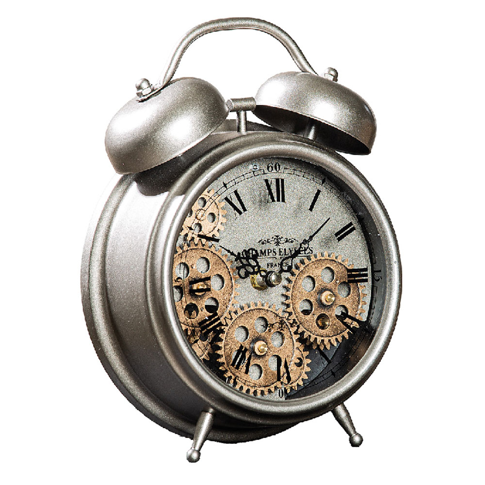 Nelzio Metal Round Clock in Silver