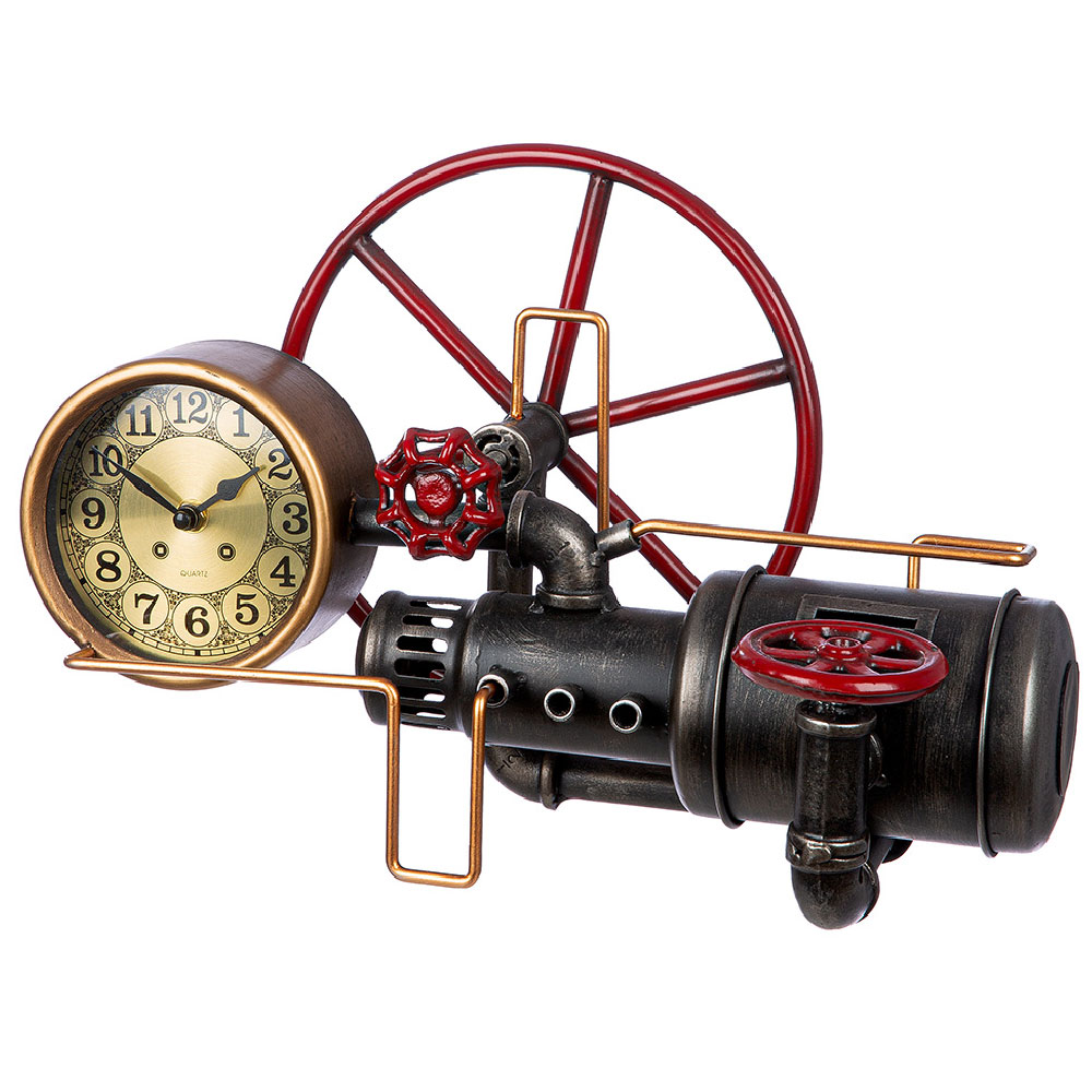 Nelzio Metal Vintage Money Box Table Clock in Red and Black