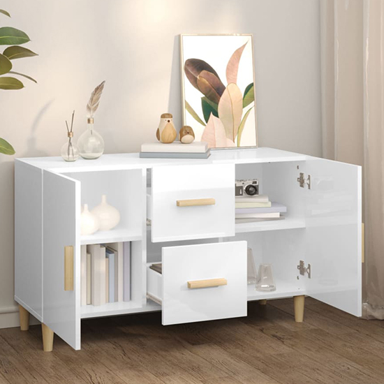 Neola High Gloss Sideboard With 2 Doors 2 Drawers In White_2