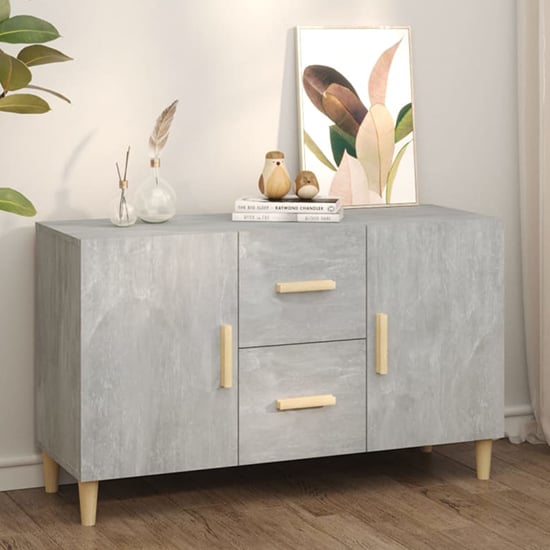 Neola Wooden Sideboard With 2 Door 2 Drawer In Concrete Effect_1