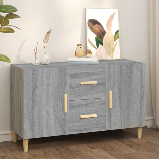 neola wooden sideboard with 2 door 2 drawer in grey sonoma oak