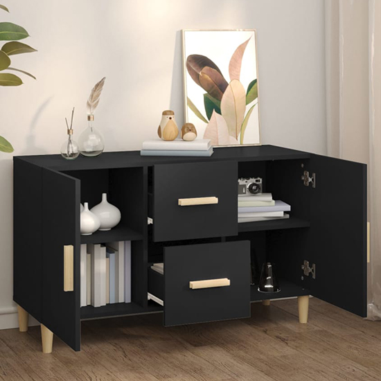 Neola Wooden Sideboard With 2 Doors 2 Drawers In Black_2