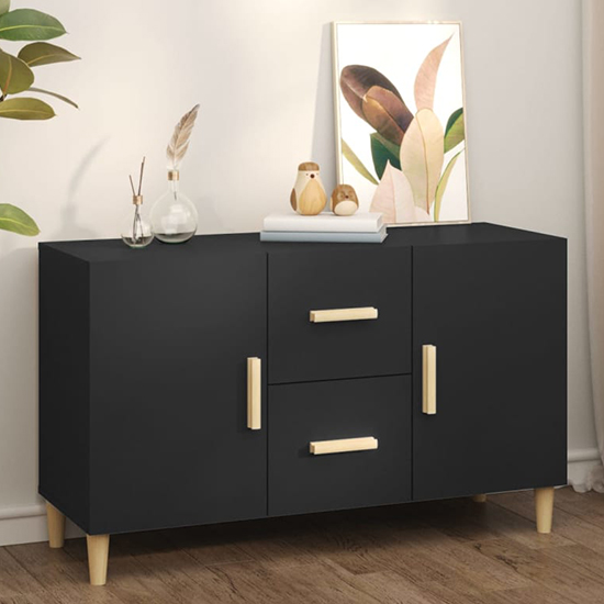 Neola Wooden Sideboard With 2 Doors 2 Drawers In Black_1