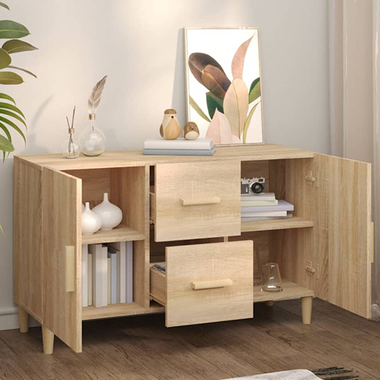 Neola Wooden Sideboard With 2 Doors 2 Drawers In Sonoma Oak_3