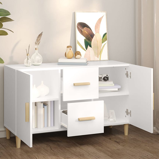 Neola Wooden Sideboard With 2 Doors 2 Drawers In White_2