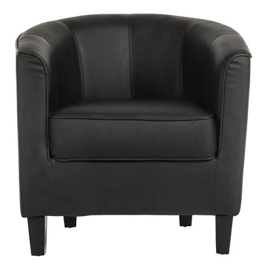 Neon Tub Chair In Black Faux Leather With Wooden Feet_2