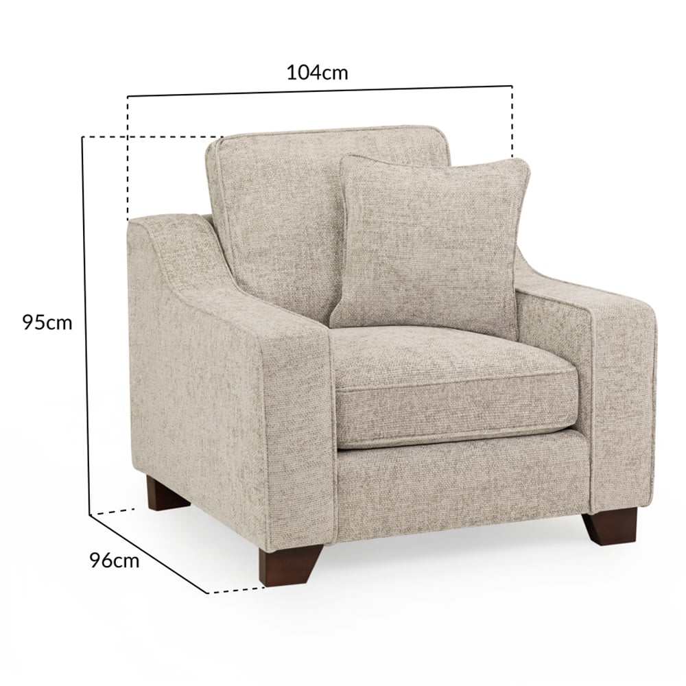 Nepean Fabric 1 Seater Sofa In Stone