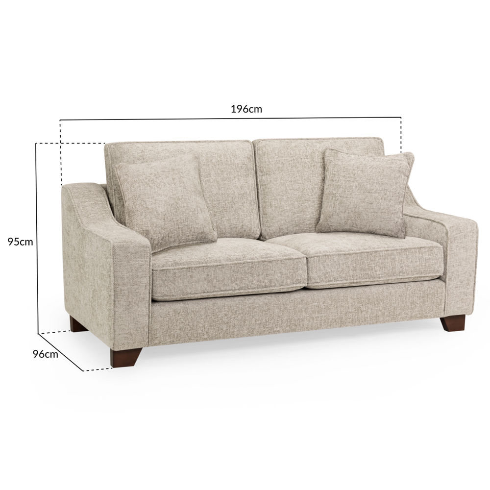 Nepean Fabric 3 Seater Sofa In Stone