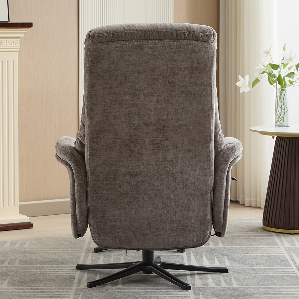 Nepean Fabric Recliner Chair With Stool In Ash