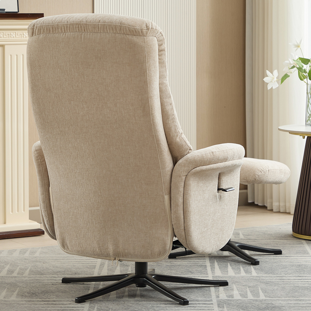 Nepean Fabric Recliner Chair With Stool In Barley