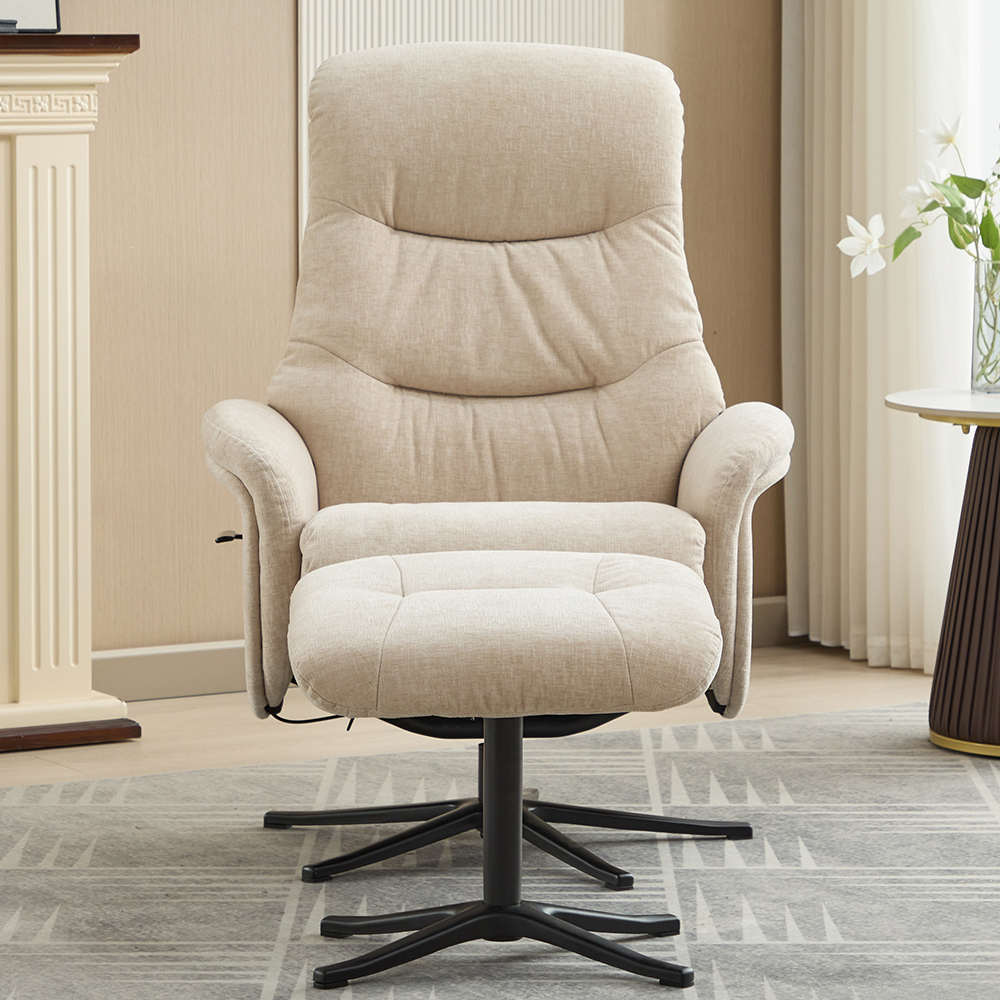 Nepean Fabric Recliner Chair With Stool In Barley