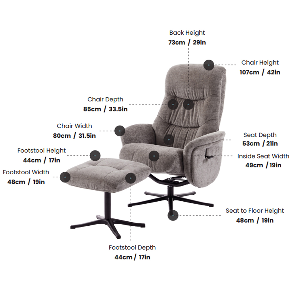 Nepean Fabric Recliner Chair With Stool In Barley