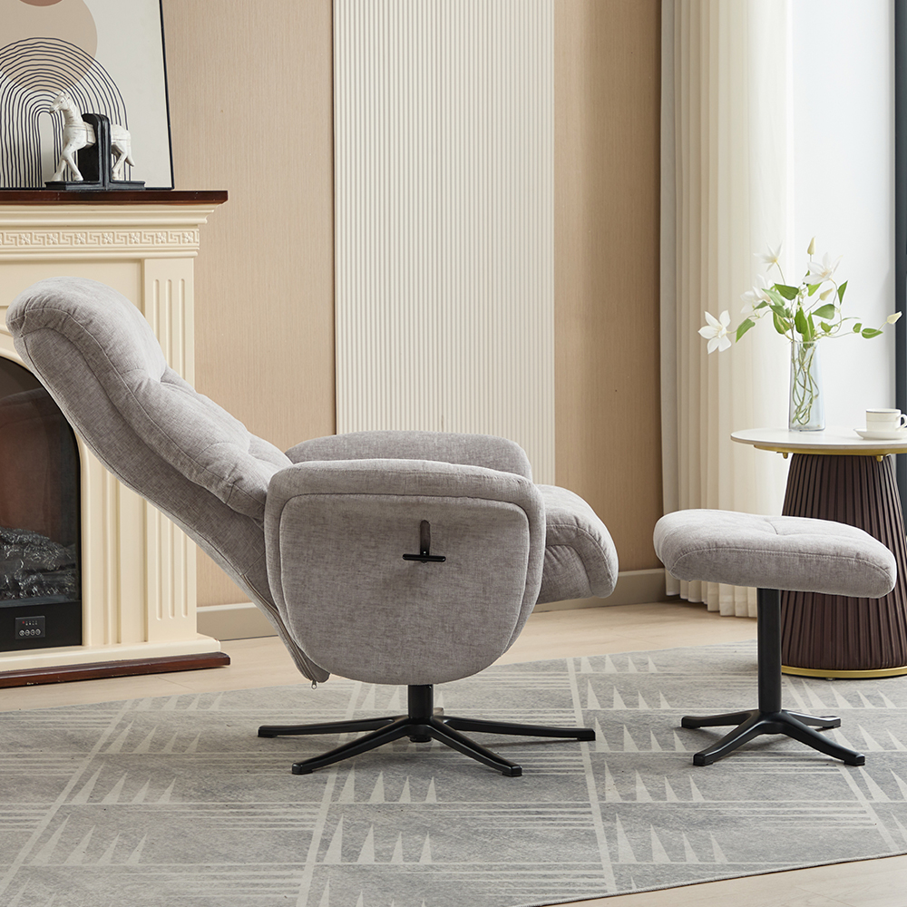Nepean Fabric Recliner Chair With Stool In Cloud