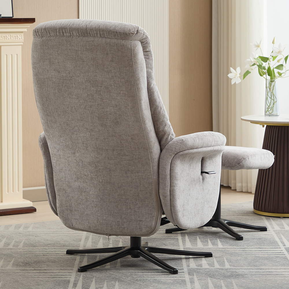 Nepean Fabric Recliner Chair With Stool In Cloud