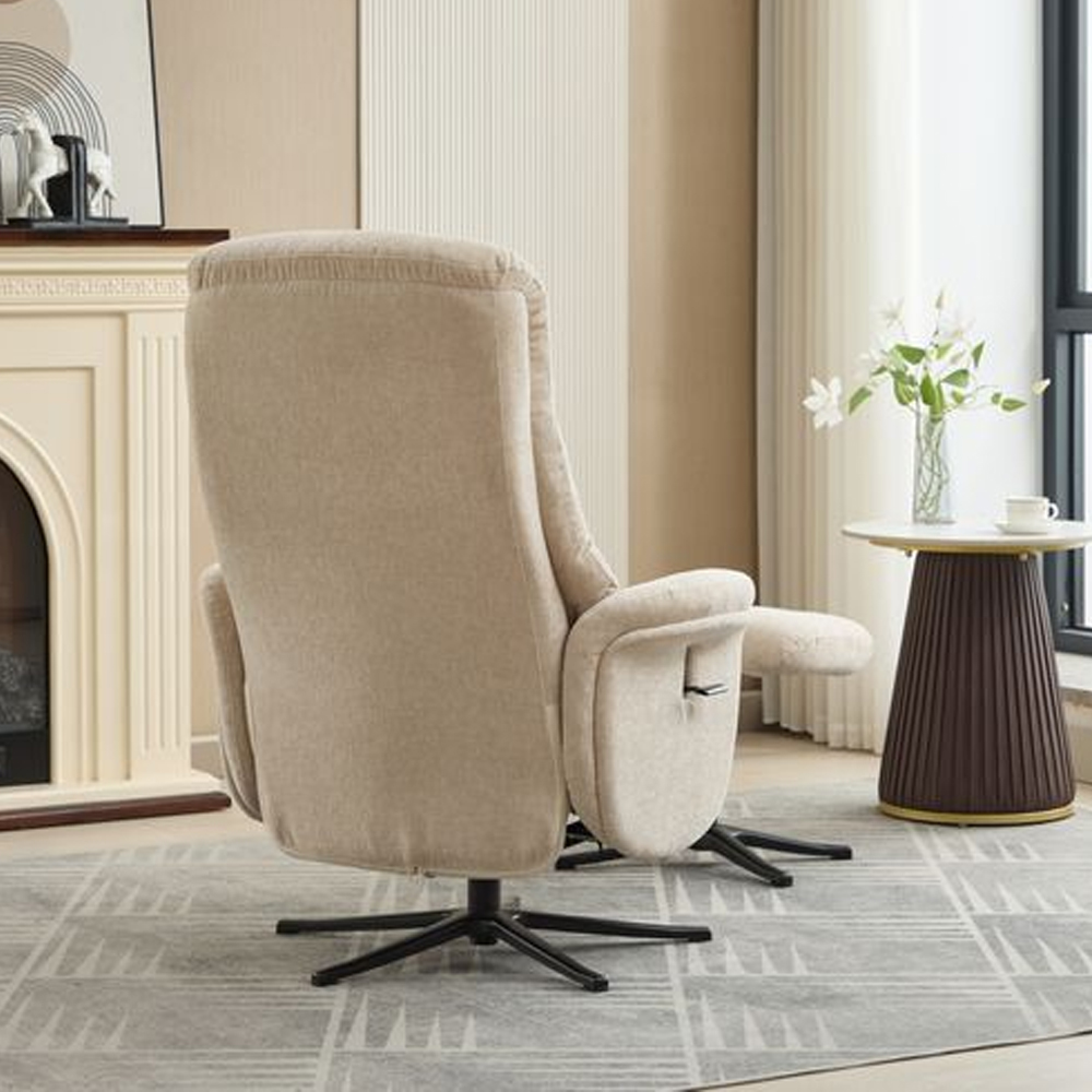 Nepean Fabric Recliner Chair With Stool In Barley
