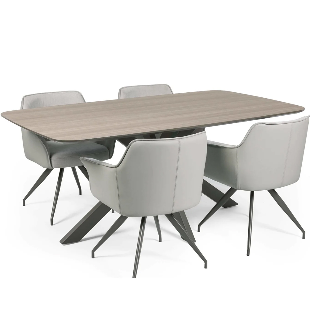Nepean Taupe Wooden Rectangular Dining Table With 4 Ivory Chairs