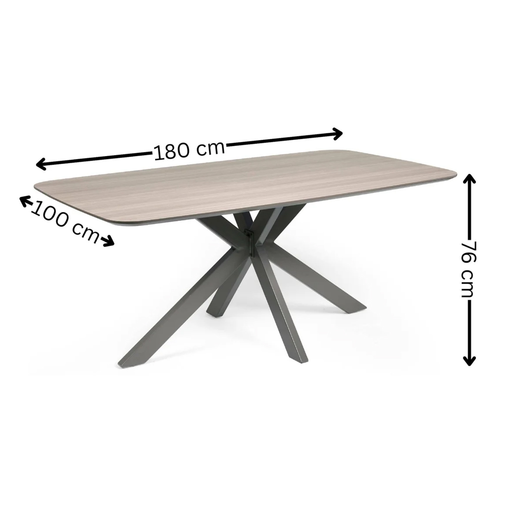 Nepean Taupe Wooden Rectangular Dining Table With 6 Ivory Chairs