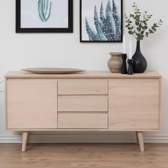 Nephi Wooden 2 Doors And 3 Drawers Sideboard In White Oak_1