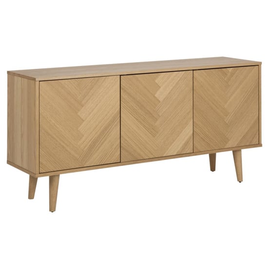 Nephi Wooden 3 Doors Sideboard In Herringbone Oak Furniture in Fashion