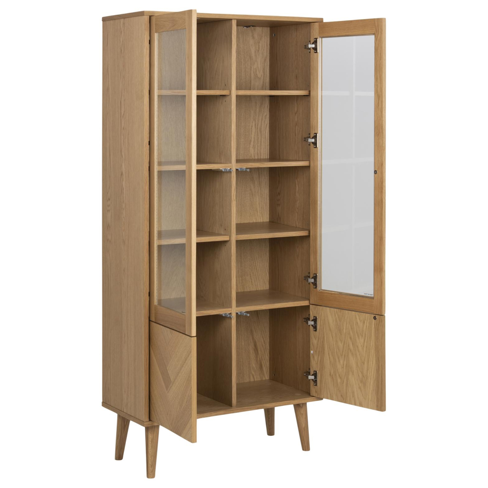 Nephi Wooden Display Cabinet With 4 Doors In Oak