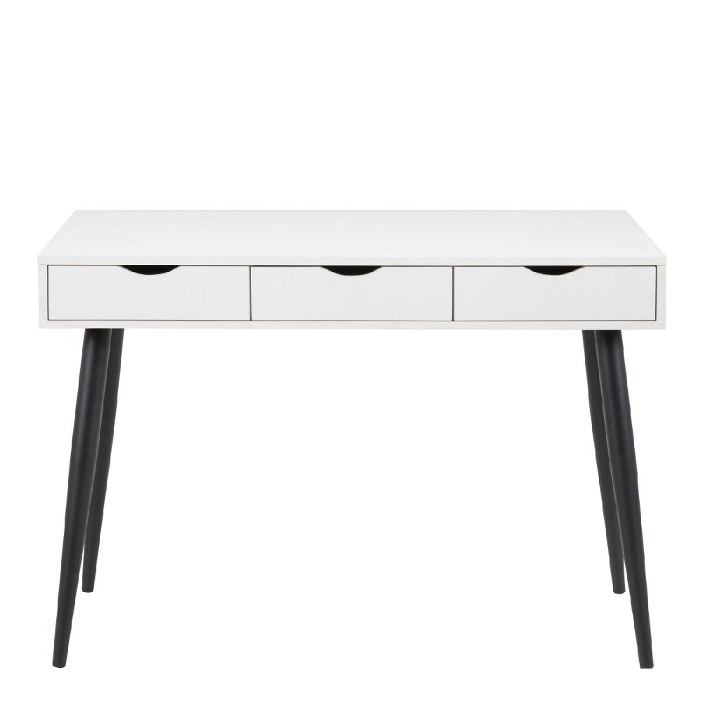 Nephi Wooden Laptop Desk With 3 Drawers In White And Black