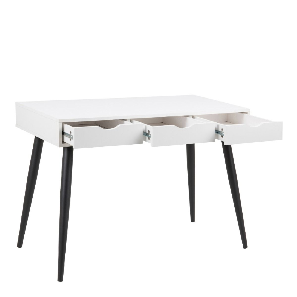 Nephi Wooden Laptop Desk With 3 Drawers In White And Black