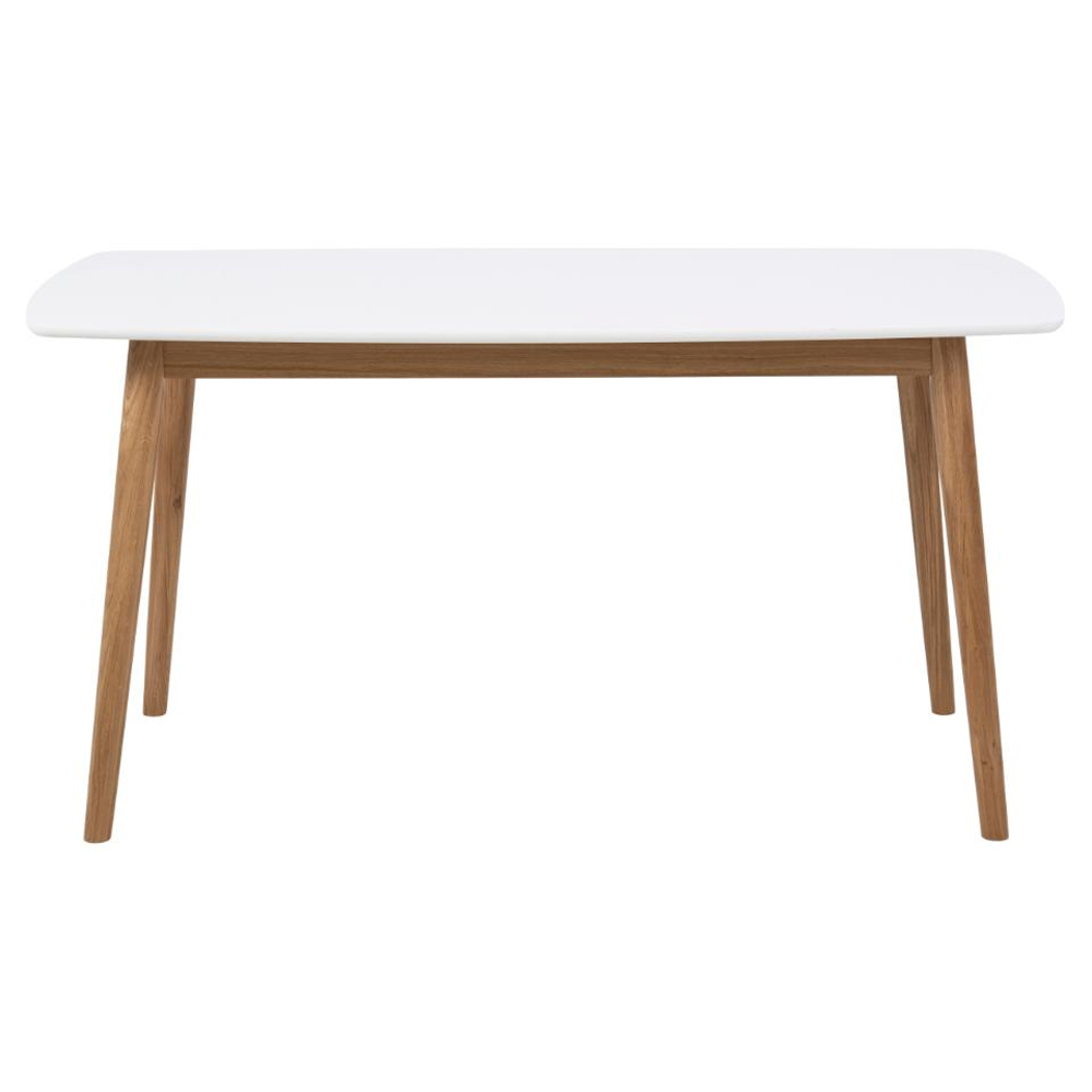 Nephi Wooden Rectangular Dining Table In White And Oak