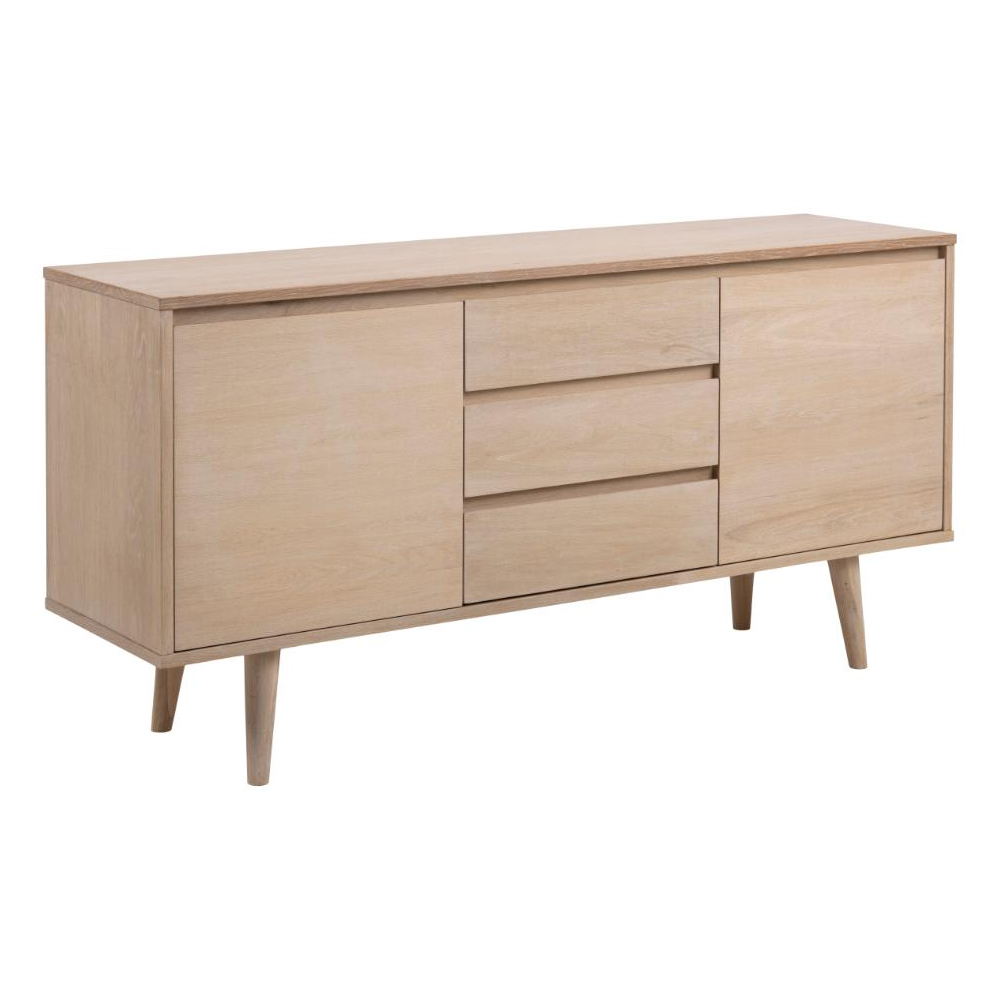 Nephi Wooden Sideboard With 2 Doors 3 Drawers In White Oak