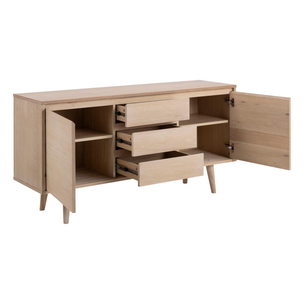 Nephi Wooden Sideboard With 2 Doors 3 Drawers In White Oak