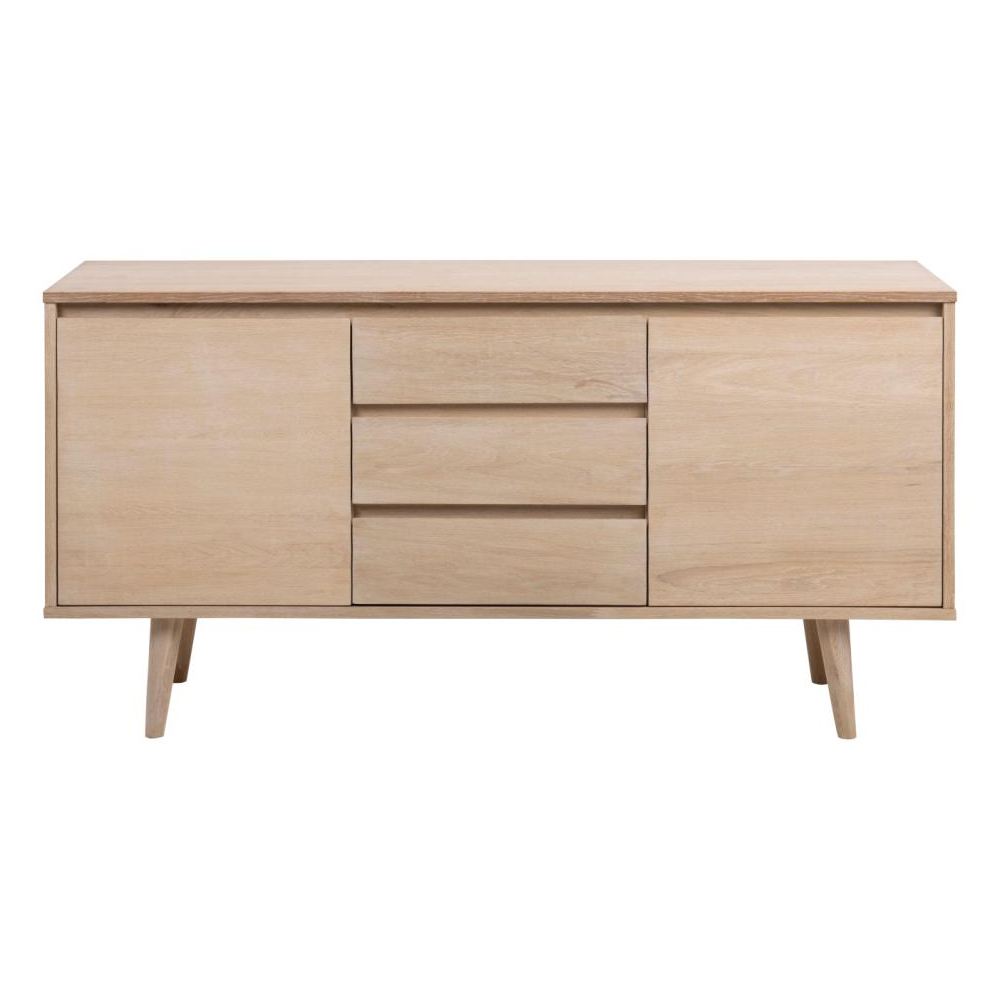 Nephi Wooden Sideboard With 2 Doors 3 Drawers In White Oak