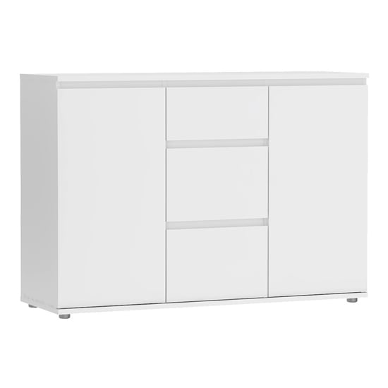 Photo of Naira wooden sideboard in white with 2 doors 3 drawers