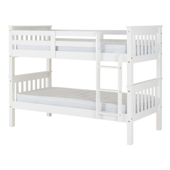 Nevada Wooden Single Bunk Bed In White_1