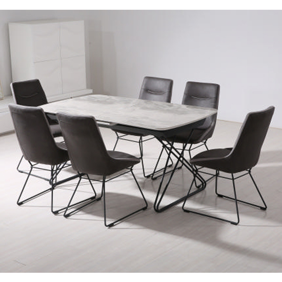 Nero Extending Wooden Ceramic Effect Dining Table In Grey Furniture