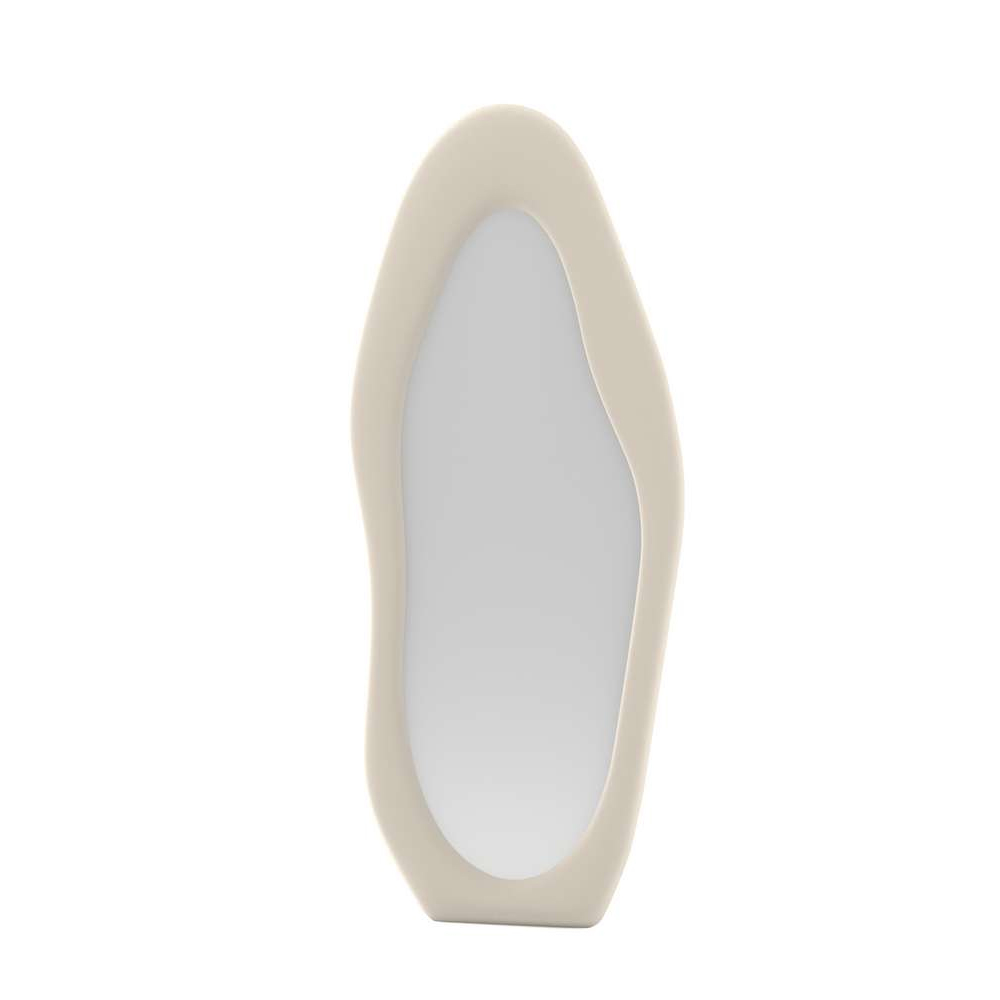 Nero Glass Cheval Mirror with Cream Wooden Frame