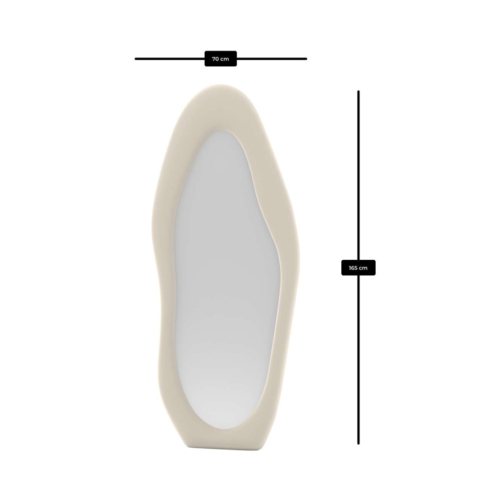 Nero Glass Cheval Mirror with Cream Wooden Frame