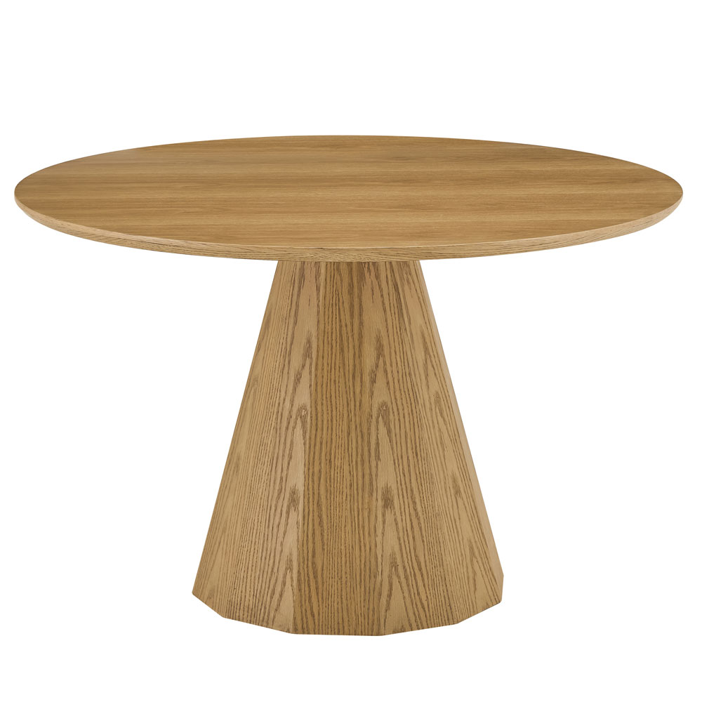Nertan Round Solid Wood Dining Table in Rich Oak Veneer