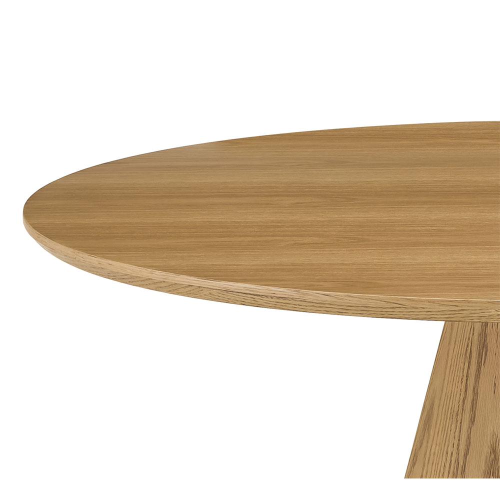 Nertan Round Solid Wood Dining Table in Rich Oak Veneer