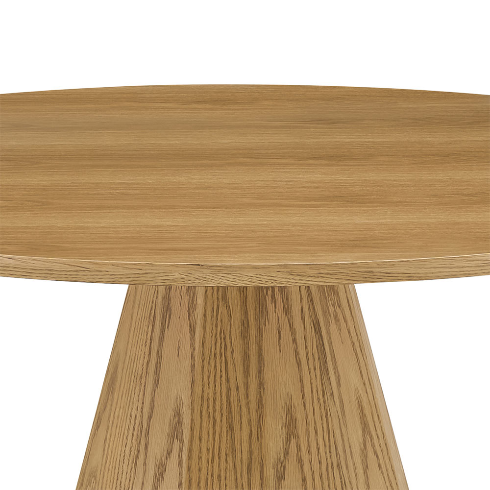 Nertan Round Solid Wood Dining Table in Rich Oak Veneer