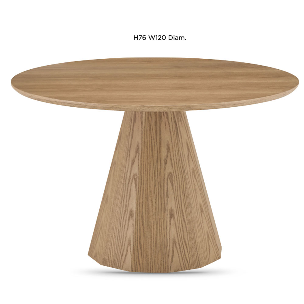 Nertan Round Solid Wood Dining Table in Rich Oak Veneer