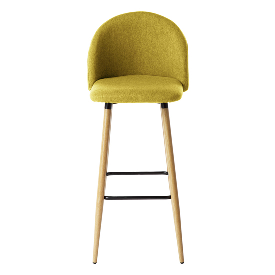Nesat Fabric Bar Stool In Mustard With Solid Wooden Legs_2