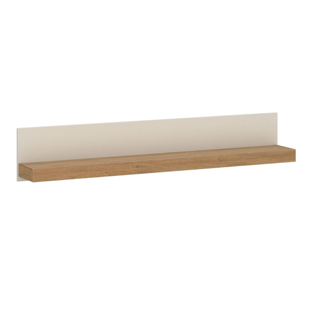 Nessa Small Wooden Wall Shelf in Cashmere and Stone Oak