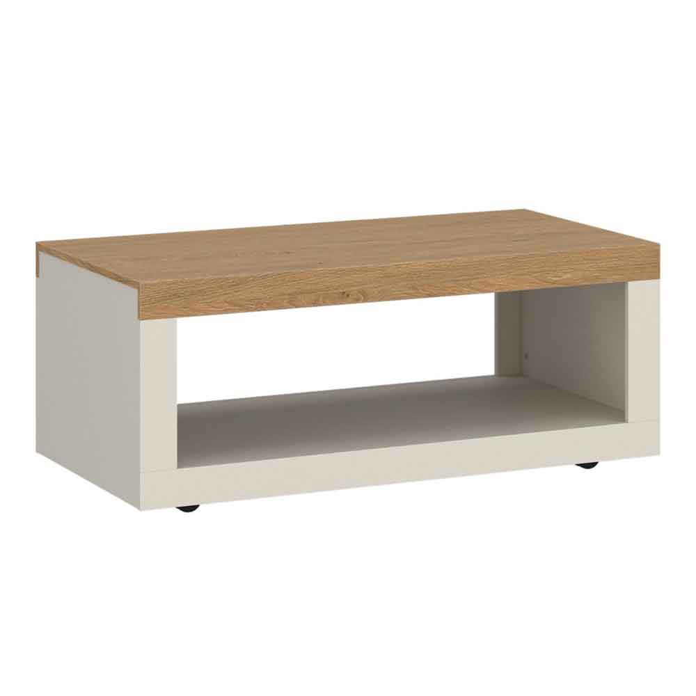 Nessa Wooden Coffee Table in Cashmere and Stone Oak
